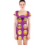 Purple Emoji Short Sleeve Bodycon Dress