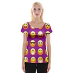 Purple Emoji Women s Cap Sleeve Top