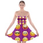 Purple Emoji Strapless Bra Top Dress