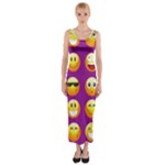 Purple Emoji Fitted Maxi Dress