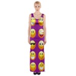 Purple Emoji Maxi Thigh Split Dress