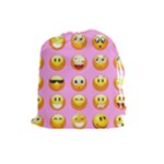 pastel pink Emoji  Drawstring Pouch (Large)