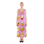 pastel pink Emoji  Full Print Maxi Dress