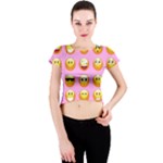 pastel pink Emoji  Crew Neck Crop Top