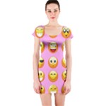 pastel pink Emoji  Short Sleeve Bodycon Dress