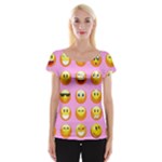 pastel pink Emoji  Women s Cap Sleeve Top