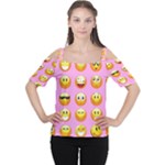 pastel pink Emoji  Women s Cutout Shoulder Tee