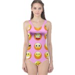 pastel pink Emoji  One Piece Swimsuit