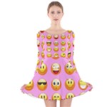 pastel pink Emoji  Long Sleeve Velvet Skater Dress