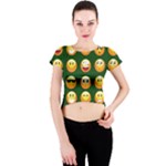 hunter green Emoji Crew Neck Crop Top