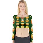 hunter green Emoji Long Sleeve Crop Top (Tight Fit)