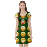 hunter green Emoji Short Sleeve Skater Dress