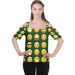 hunter green Emoji Women s Cutout Shoulder Tee