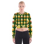 hunter green Emoji Women s Cropped Sweatshirt