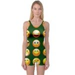 hunter green Emoji One Piece Boyleg Swimsuit