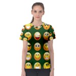 hunter green Emoji Women s Sport Mesh Tee