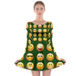 hunter green Emoji Long Sleeve Skater Dress