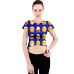 dark blue Emoji Crew Neck Crop Top