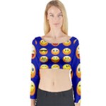 dark blue Emoji Long Sleeve Crop Top (Tight Fit)