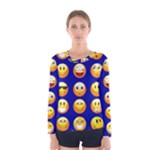 dark blue Emoji Women s Long Sleeve Tee