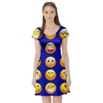 dark blue Emoji Short Sleeve Skater Dress