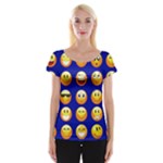 dark blue Emoji Women s Cap Sleeve Top