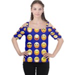 dark blue Emoji Women s Cutout Shoulder Tee