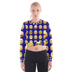 dark blue Emoji Women s Cropped Sweatshirt