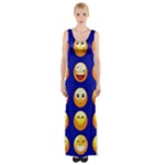 dark blue Emoji Maxi Thigh Split Dress