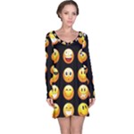 black Emojis Long Sleeve Nightdress