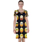 black Emojis Short Sleeve Nightdress