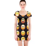 black Emojis Short Sleeve Bodycon Dress