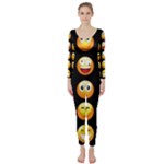 black Emojis Long Sleeve Catsuit