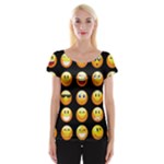 black Emojis Women s Cap Sleeve Top