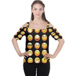 black Emojis Women s Cutout Shoulder Tee