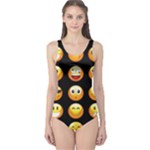 black Emojis One Piece Swimsuit