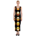 black Emojis Fitted Maxi Dress