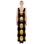 black Emojis Maxi Thigh Split Dress