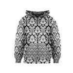 White On Black Damask Kids  Zipper Hoodie