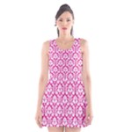 Hot Pink Damask Pattern Scoop Neck Skater Dress