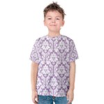 White On Lilac Damask Kid s Cotton Tee