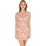 Nectarine Orange Damask Pattern Bodycon Dress