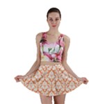 Nectarine Orange Damask Pattern Mini Skirt