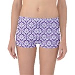 Royal Purple Damask Pattern Boyleg Bikini Bottoms