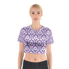 Royal Purple Damask Pattern Cotton Crop Top from ArtsNow.com