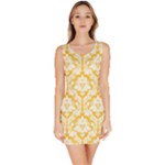 Sunny Yellow Damask Pattern Bodycon Dress