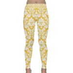 Sunny Yellow Damask Pattern Yoga Leggings 