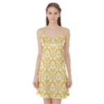 Sunny Yellow Damask Pattern Satin Night Slip