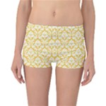 Sunny Yellow Damask Pattern Reversible Boyleg Bikini Bottoms