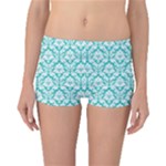 Turquoise Damask Pattern Boyleg Bikini Bottoms